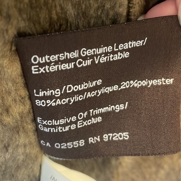 SzM Danier Brown Antiqued Leather Blazer 3 Button Barn jacket faux fur line EUC - Picture 13 of 13